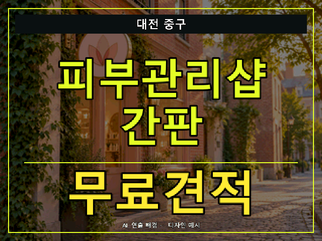 대전 중구 피부관리샵 간판 무료견적 안내 썸네일 · AI 연출 배경