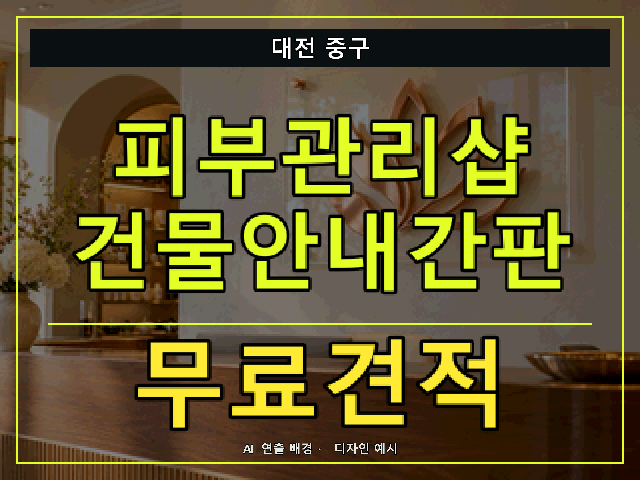 대전 중구 피부관리샵 건물안내간판 무료견적 안내 썸네일 · AI 연출 배경