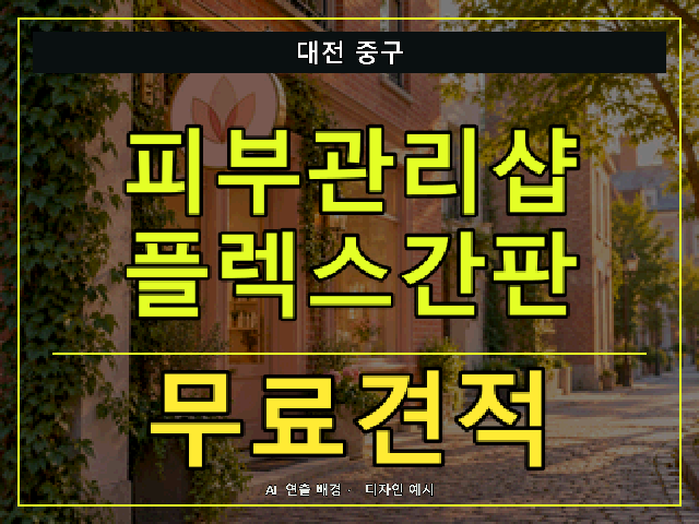 대전 중구 피부관리샵 플렉스간판 무료견적 안내 썸네일 · AI 연출 배경