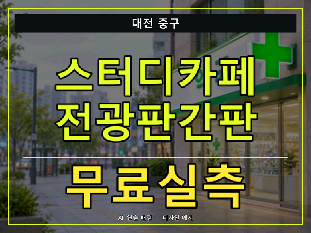 대전 중구 스터디카페 전광판간판 무료실측 안내 썸네일 · AI 연출 배경