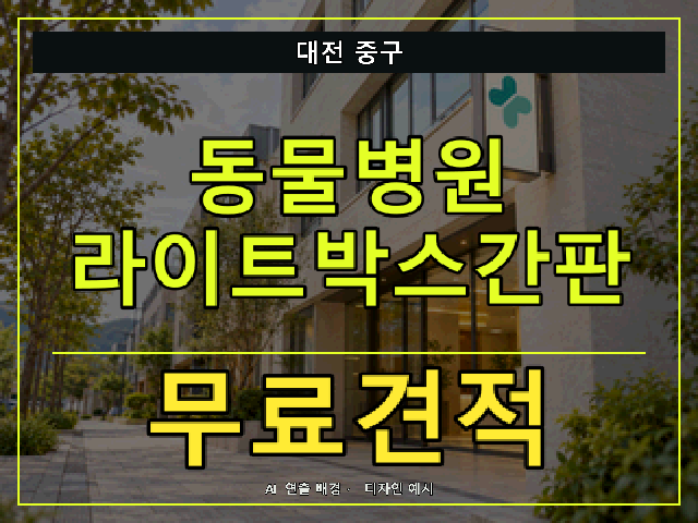 대전 중구 동물병원 라이트박스간판 무료견적 안내 썸네일 · AI 연출 배경