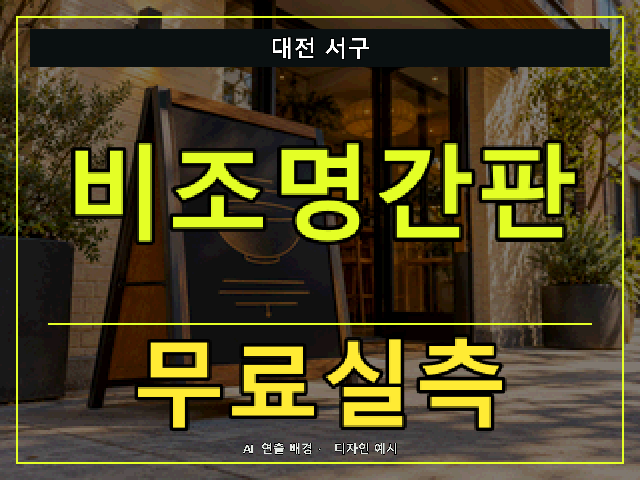대전 서구 비조명간판 무료실측 안내 썸네일 · AI 연출 배경