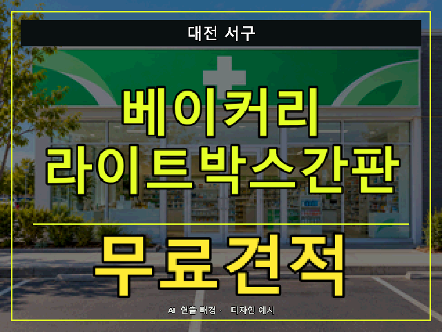 대전 서구 베이커리 라이트박스간판 무료견적 안내 썸네일 · AI 연출 배경