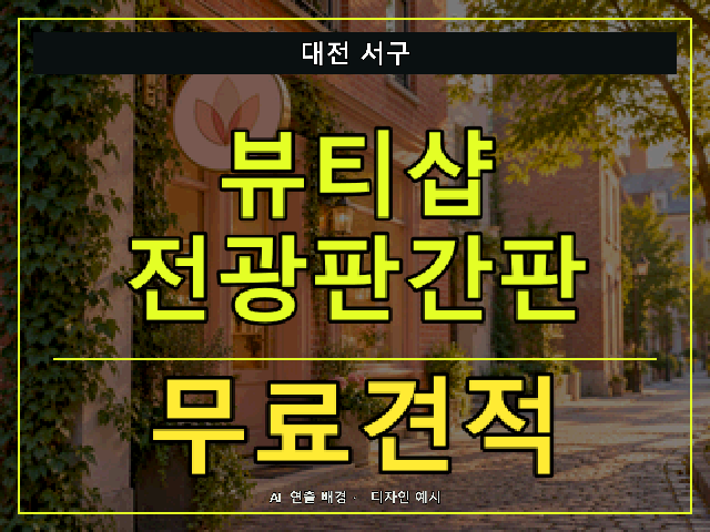 대전 서구 뷰티샵 전광판간판 무료견적 안내 썸네일 · AI 연출 배경