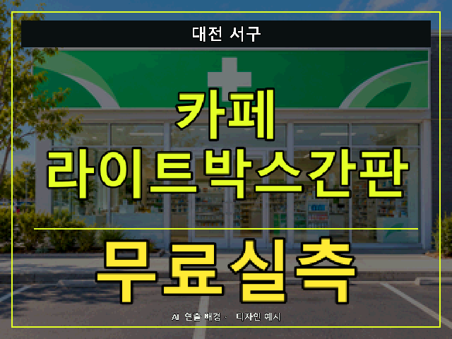 대전 서구 카페 라이트박스간판 무료실측 안내 썸네일 · AI 연출 배경