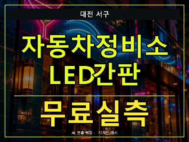 대전 서구 자동차정비소 LED간판 무료실측 안내 썸네일 · AI 연출 배경
