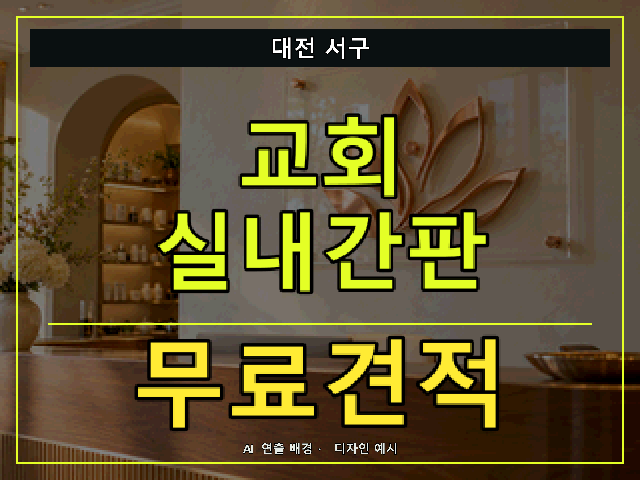 대전 서구 교회 실내간판 무료견적 안내 썸네일 · AI 연출 배경