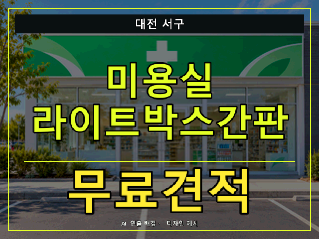 대전 서구 미용실 라이트박스간판 무료견적 안내 썸네일 · AI 연출 배경
