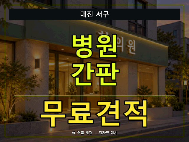 대전 서구 병원 간판 무료견적 안내 썸네일 · AI 연출 배경