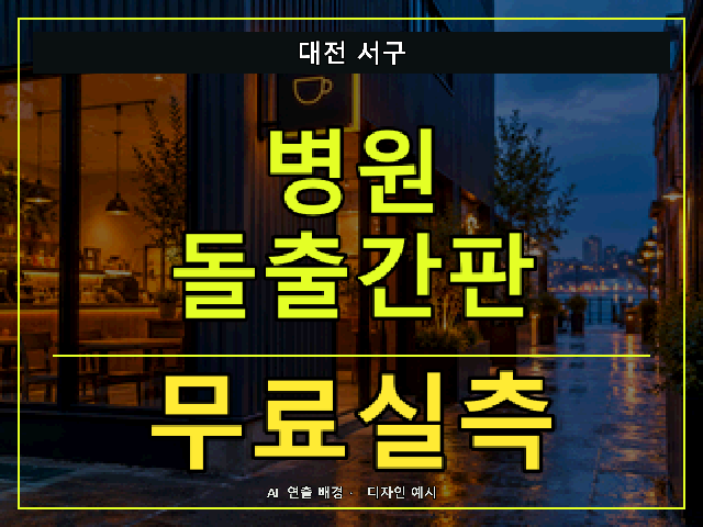 대전 서구 병원 돌출간판 무료실측 안내 썸네일 · AI 연출 배경