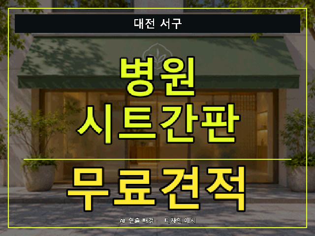 대전 서구 병원 시트간판 무료견적 안내 썸네일 · AI 연출 배경