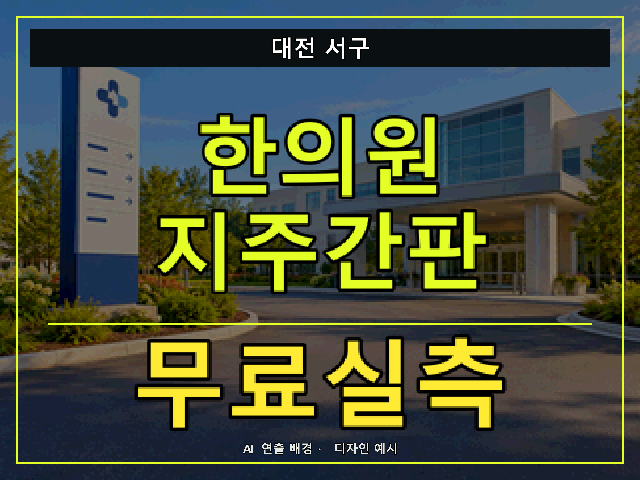 대전 서구 한의원 지주간판 무료실측 안내 썸네일 · AI 연출 배경