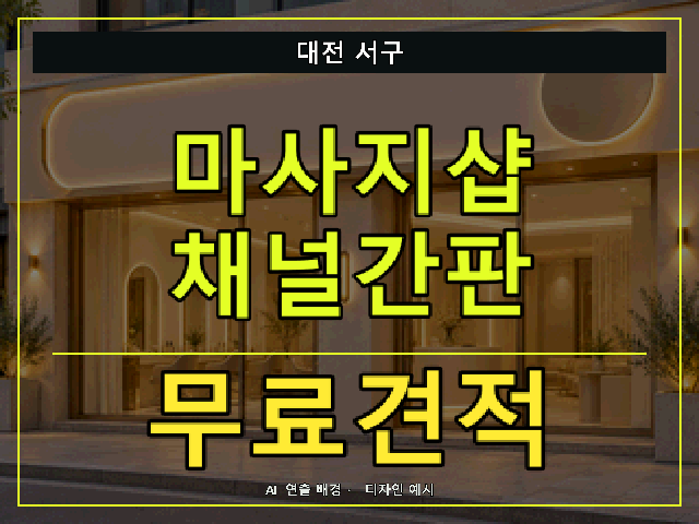 대전 서구 마사지샵 채널간판 무료견적 안내 썸네일 · AI 연출 배경