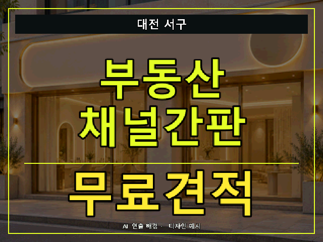 대전 서구 부동산 채널간판 무료견적 안내 썸네일 · AI 연출 배경