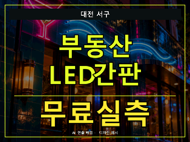 대전 서구 부동산 LED간판 무료실측 안내 썸네일 · AI 연출 배경