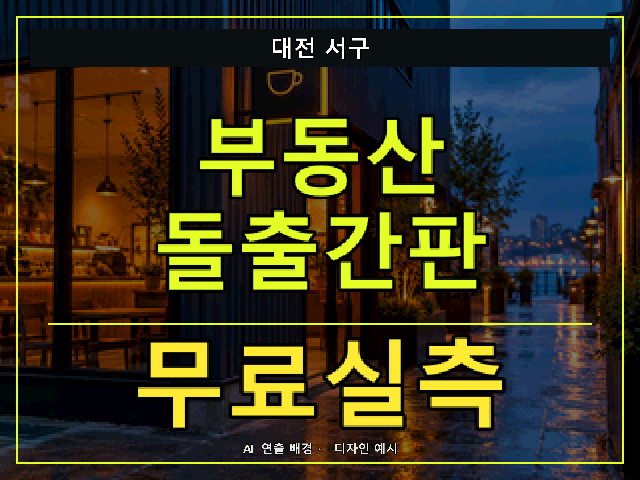 대전 서구 부동산 돌출간판 무료실측 안내 썸네일 · AI 연출 배경