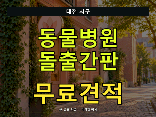 대전 서구 동물병원 돌출간판 무료견적 안내 썸네일 · AI 연출 배경