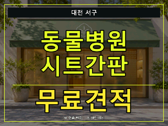 대전 서구 동물병원 시트간판 무료견적 안내 썸네일 · AI 연출 배경