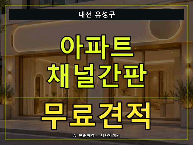 대전 유성구 아파트 채널간판 무료견적 안내 썸네일 · AI 연출 배경