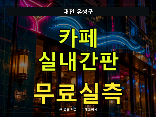 대전 유성구 카페 실내간판 무료실측 안내 썸네일 · AI 연출 배경