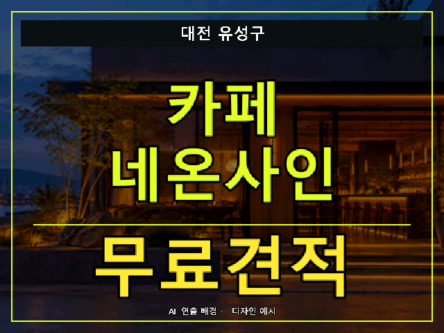 대전 유성구 카페 네온사인 무료견적 안내 썸네일 · AI 연출 배경