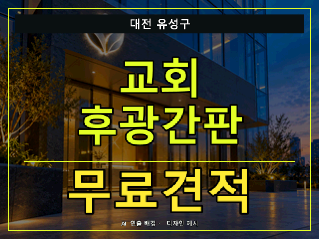 대전 유성구 교회 후광간판 무료견적 안내 썸네일 · AI 연출 배경