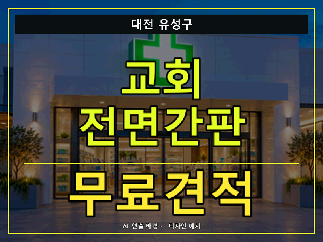대전 유성구 교회 전면간판 무료견적 안내 썸네일 · AI 연출 배경