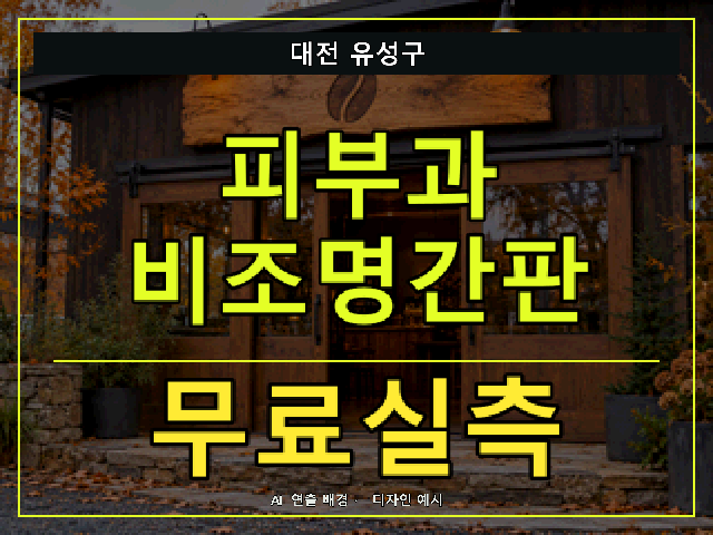 대전 유성구 피부과 비조명간판 무료실측 안내 썸네일 · AI 연출 배경