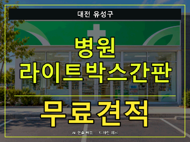 대전 유성구 병원 라이트박스간판 무료견적 안내 썸네일 · AI 연출 배경