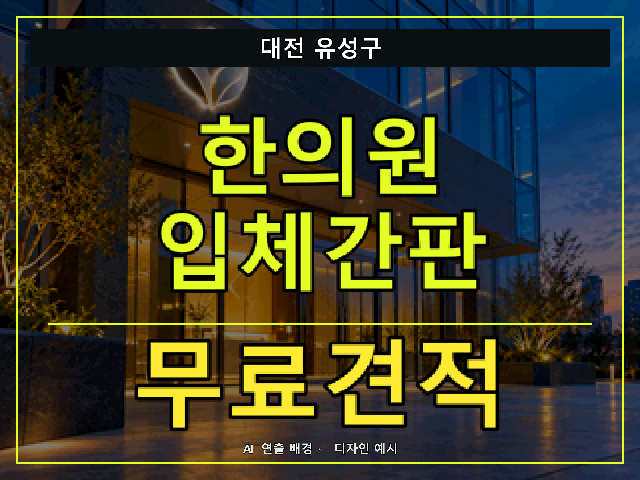 대전 유성구 한의원 입체간판 무료견적 안내 썸네일 · AI 연출 배경
