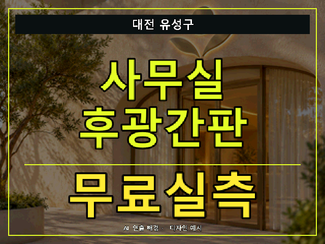대전 유성구 사무실 후광간판 무료실측 안내 썸네일 · AI 연출 배경