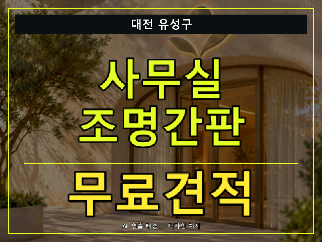 대전 유성구 사무실 조명간판 무료견적 안내 썸네일 · AI 연출 배경