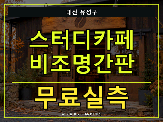 대전 유성구 스터디카페 비조명간판 무료실측 안내 썸네일 · AI 연출 배경