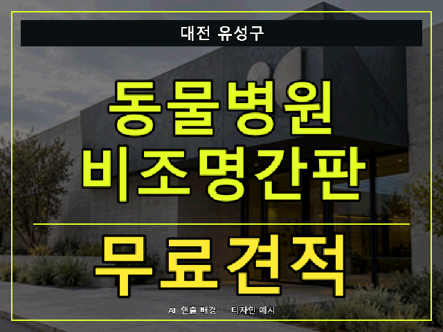 대전 유성구 동물병원 비조명간판 무료견적 안내 썸네일 · AI 연출 배경