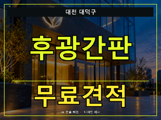 대전 대덕구 후광간판 무료견적 안내 썸네일 · AI 연출 배경