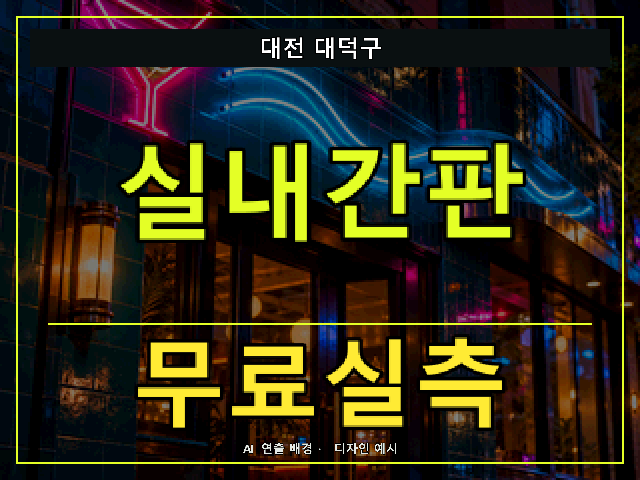 대전 대덕구 실내간판 무료실측 안내 썸네일 · AI 연출 배경