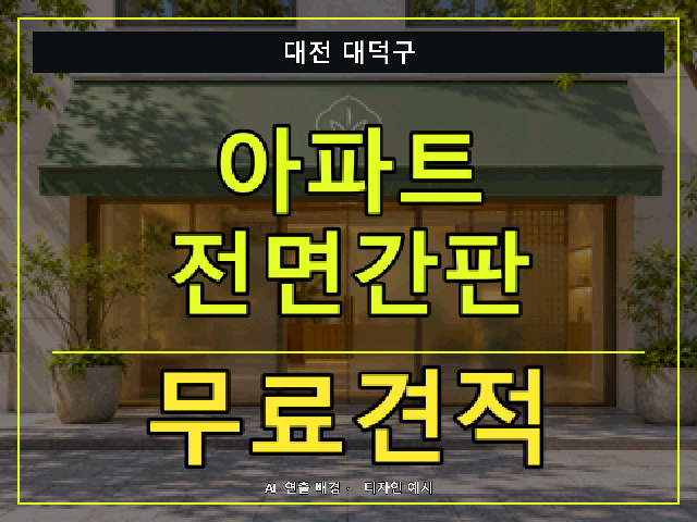 대전 대덕구 아파트 전면간판 무료견적 안내 썸네일 · AI 연출 배경
