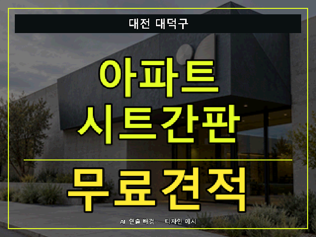 대전 대덕구 아파트 시트간판 무료견적 안내 썸네일 · AI 연출 배경