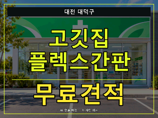 대전 대덕구 고깃집 플렉스간판 무료견적 안내 썸네일 · AI 연출 배경