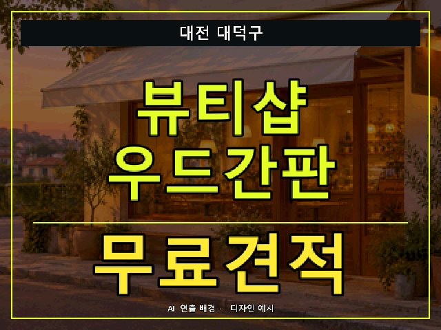 대전 대덕구 뷰티샵 우드간판 무료견적 안내 썸네일 · AI 연출 배경