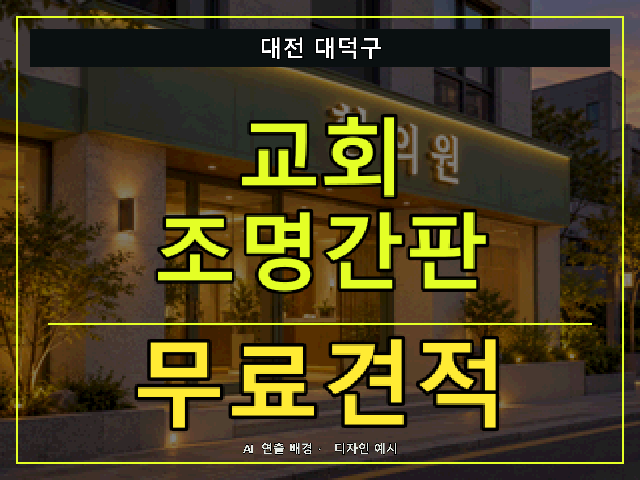 대전 대덕구 교회 조명간판 무료견적 안내 썸네일 · AI 연출 배경