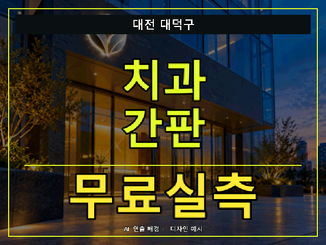 대전 대덕구 치과 간판 무료실측 안내 썸네일 · AI 연출 배경