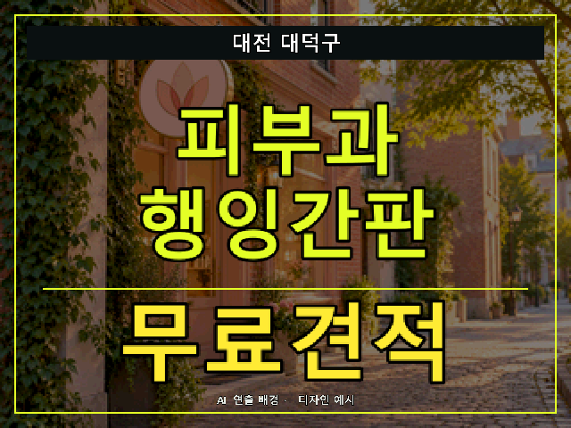 대전 대덕구 피부과 행잉간판 무료견적 안내 썸네일 · AI 연출 배경