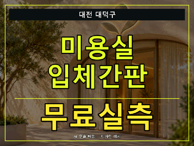 대전 대덕구 미용실 입체간판 무료실측 안내 썸네일 · AI 연출 배경