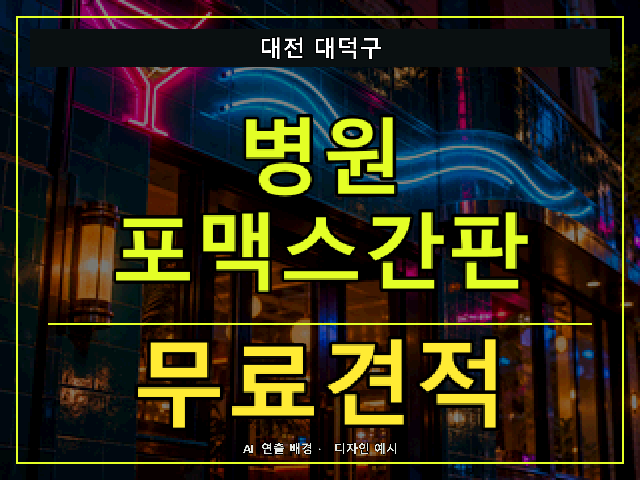 대전 대덕구 병원 포맥스간판 무료견적 안내 썸네일 · AI 연출 배경