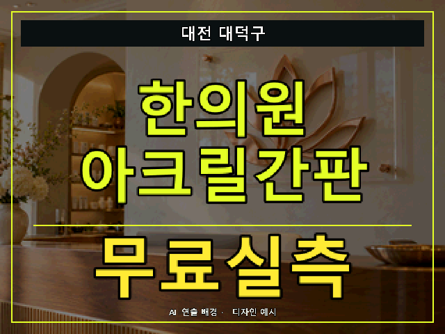 대전 대덕구 한의원 아크릴간판 무료실측 안내 썸네일 · AI 연출 배경