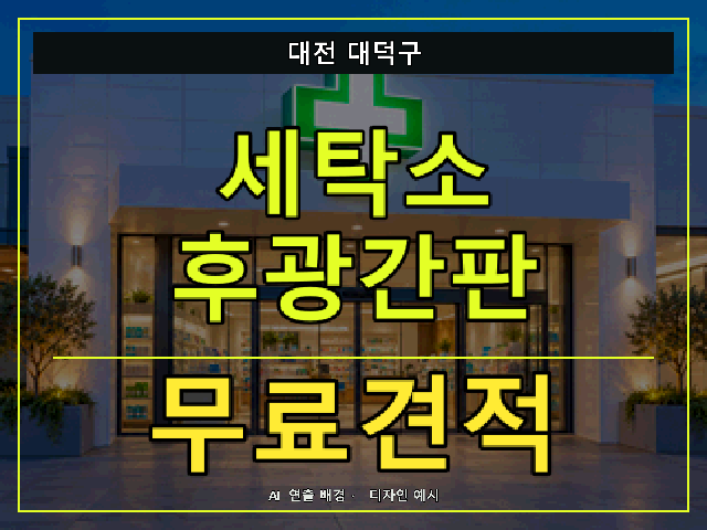 대전 대덕구 세탁소 후광간판 무료견적 안내 썸네일 · AI 연출 배경