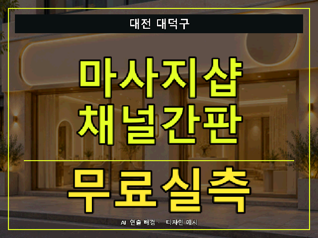 대전 대덕구 마사지샵 채널간판 무료실측 안내 썸네일 · AI 연출 배경