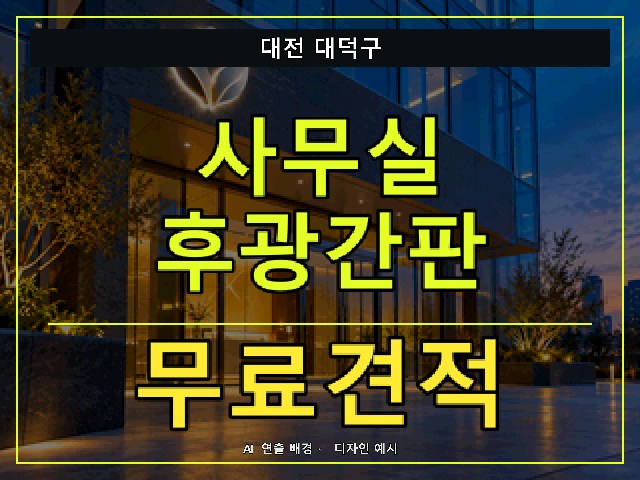 대전 대덕구 사무실 후광간판 무료견적 안내 썸네일 · AI 연출 배경