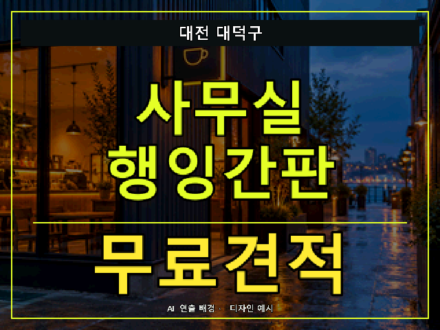 대전 대덕구 사무실 행잉간판 무료견적 안내 썸네일 · AI 연출 배경